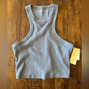 Abercrombie & Fitch Slate Blue Ribbed Crop Tank Top